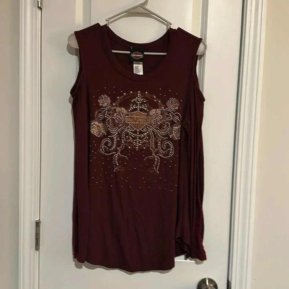 Harley davdison off the shoulder long sleeve shirt